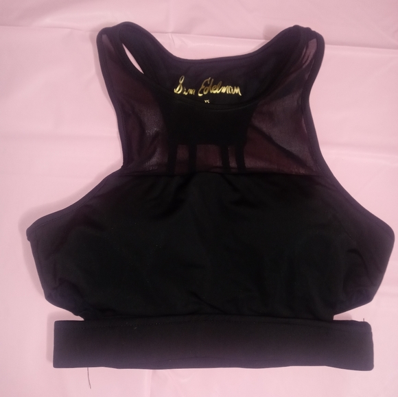 Sam Edelman Active Womens Black Check Me Out Sports Bra Mesh Cut Out Size Xs - Picture 2 of 11